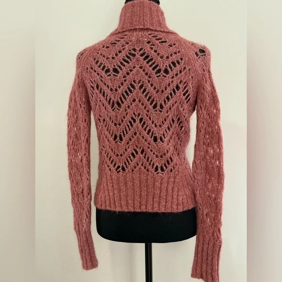 Ann Taylor Loft XS Elegant Wool Blend Knit Pink Cardigan Jewel Accent 875 - Picture 5 of 9